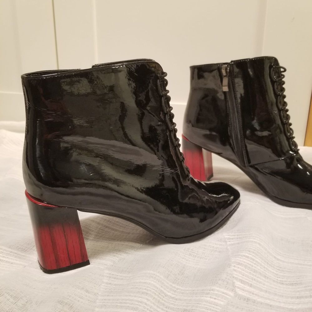 Azura Felisha Bootie Glossy Black Patent Leather Women's 39 - Picture 2 of 9